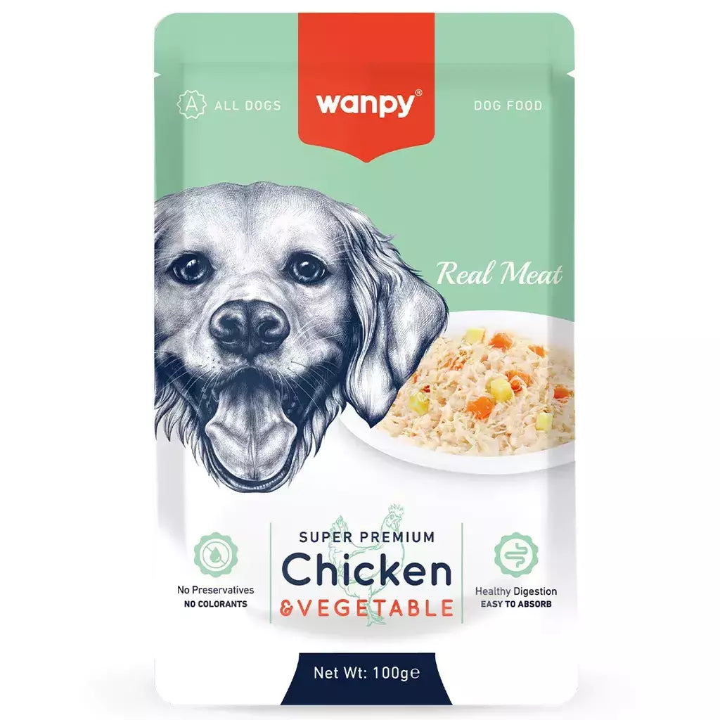 Petisco para cachorro Wanpy sachê de frango e vegetais 100g