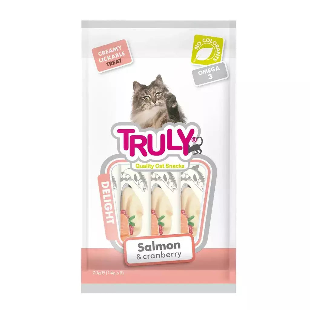 Petisco para gato Truly creamy Salmão e Cranberry 70g 5un