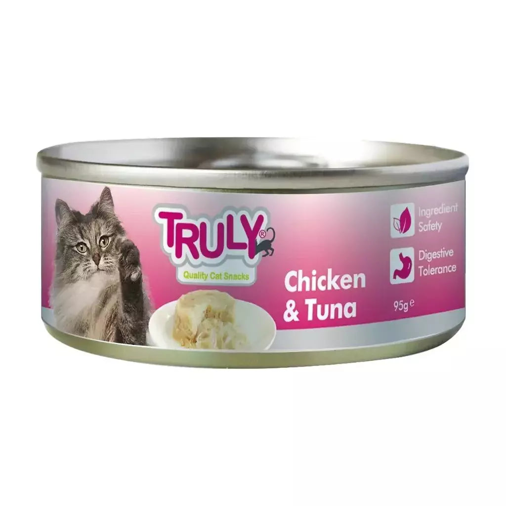 Alimento úmido enlatado para gato Truly Frango e Atum 95g