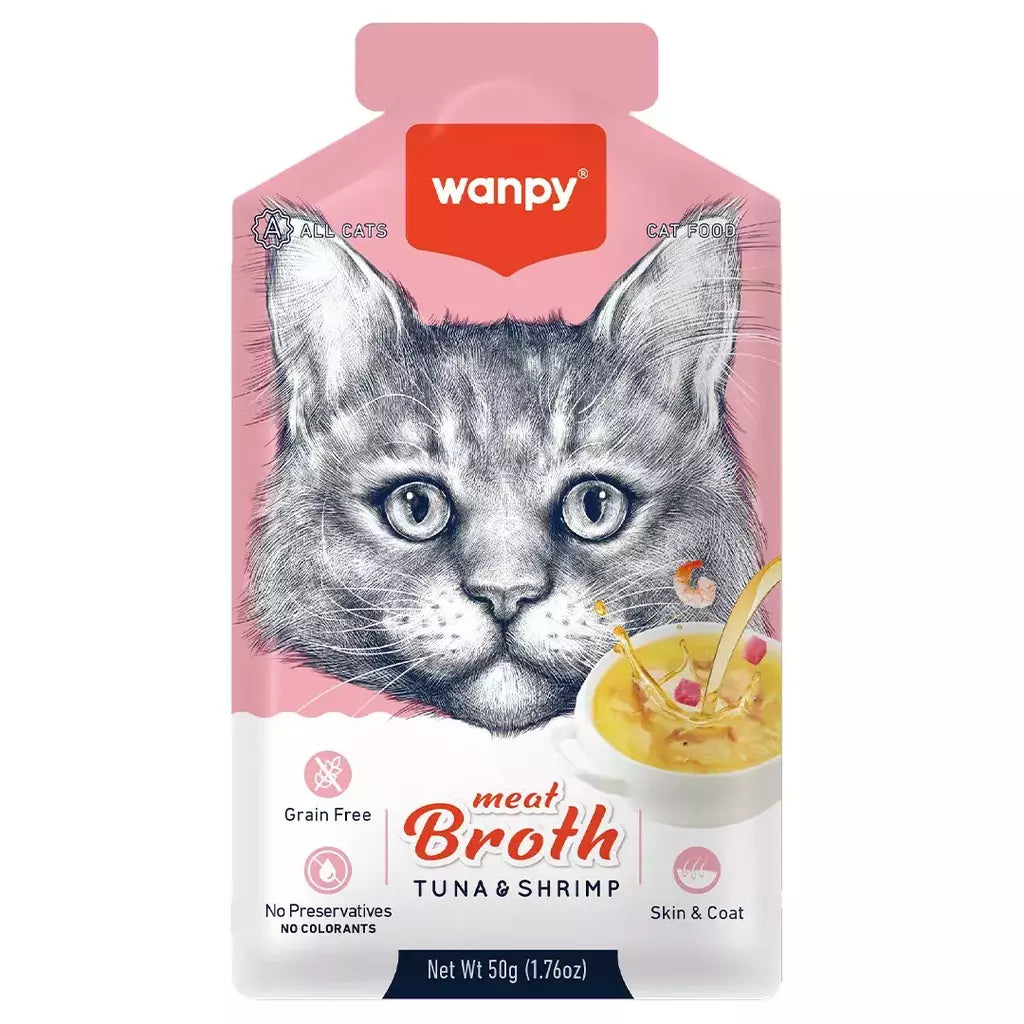 Petisco para gato Wanpy caldo sabor atum e camarão 50g