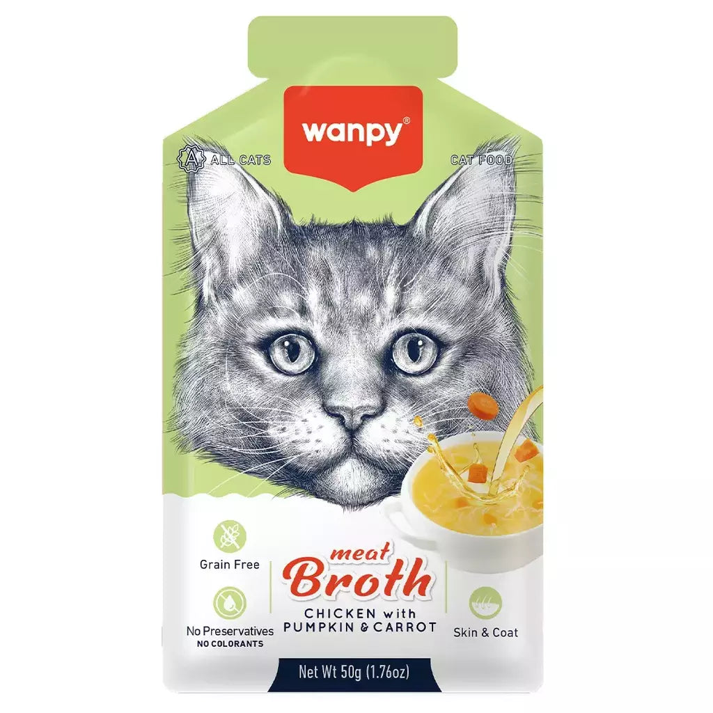 Petisco para gato Wanpy caldo sabor frango com abóbora e cenoura 50g