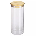 Pote de Vidro Com Vedação Hermética Tampa de Bambu Circular 800ml
