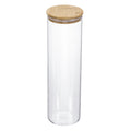 Pote de Vidro Com Vedação Hermética Tampa de Bambu Circular 2000ml