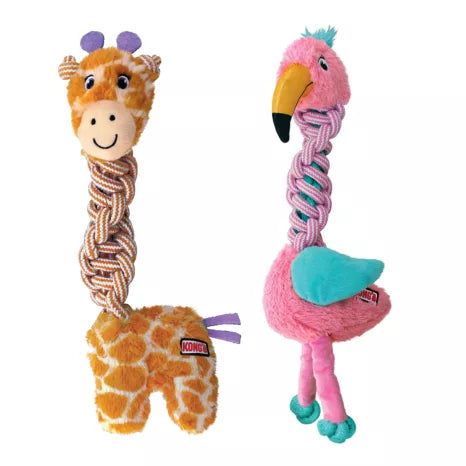 Kong Knots Twists Assorted Girafa/Flamingo - Brinquedo para cachorro
