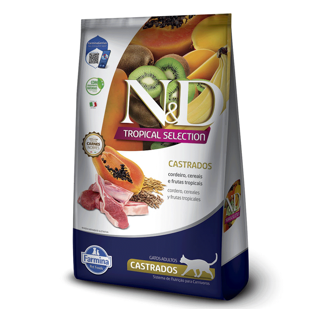 Ração Farmina N&D Tropical Selection para Gatos Castrados Sabor Cordeiro, Cereais e Frutas Tropicais 1,5kg