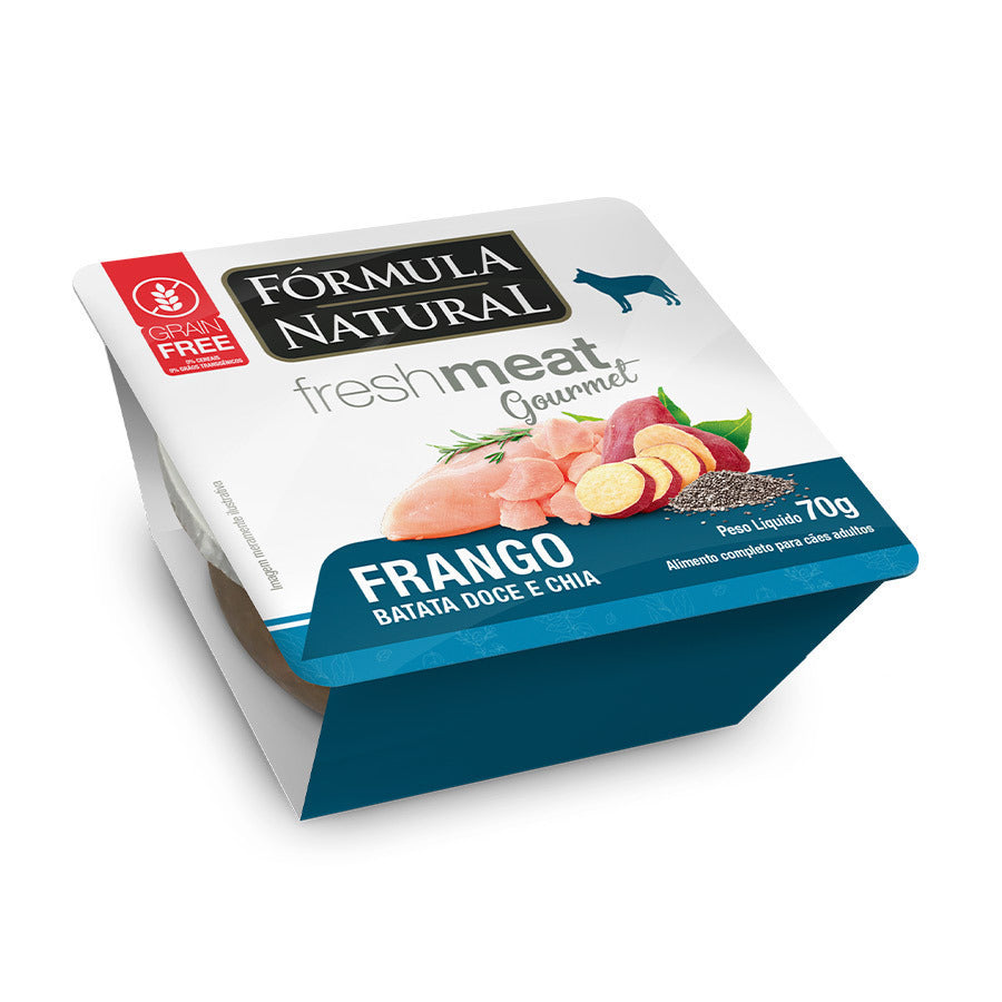 Ração Úmida Fórmula Natural Fresh Meat Gourmet para Cães Sabor Frango, Batata Doce e Chia 70g