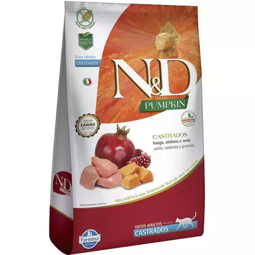 Ração Farmina N&D Pumpkin para Gatos Castrados Sabor Frango, Abóbora e Romã 1,5kg