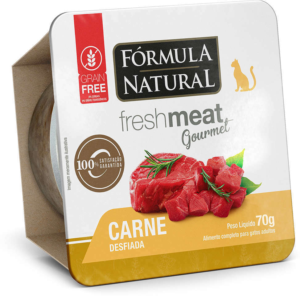 Ração Úmida Fórmula Natural Fresh Meat Gourmet Gatos Adultos Carne Desfiada 70g