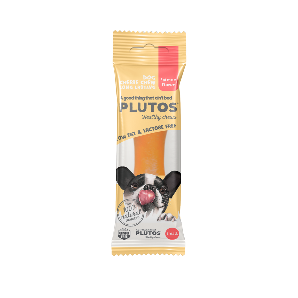 Plutos Chesee e Salmon Mordedor Natural Para Cachorros Queijo Com Salmão e Krill