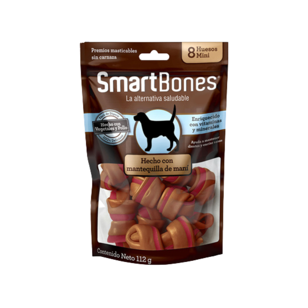 SmartBones Manteiga de Amendoim Ossinhos Para Cães 112g - 8 unidades