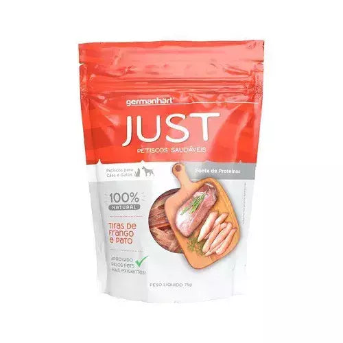 Tiras de Frango e Pato Just Para Cães e Gatos 75g