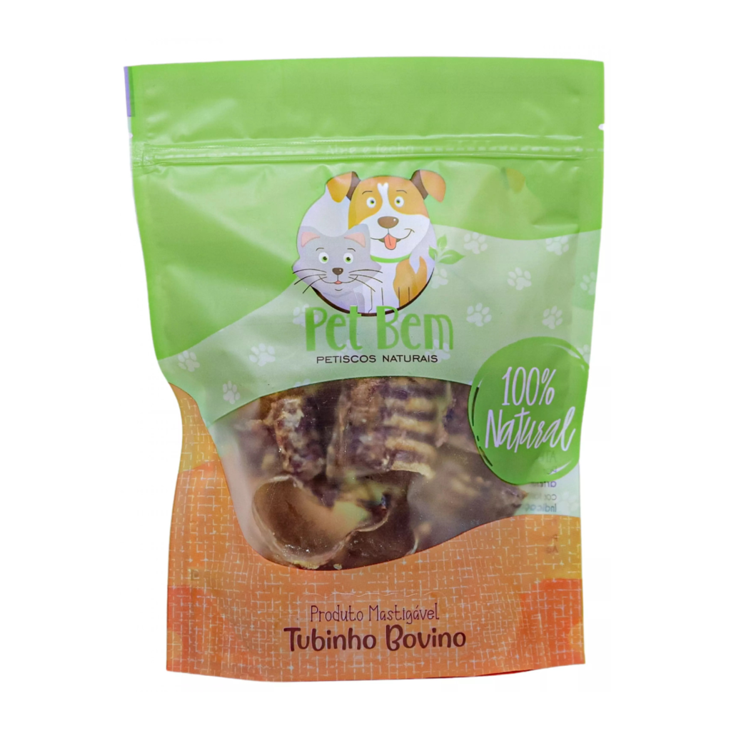 Mordedor Natural Para Cães Pet Bem Tubinho Bovino 100g (Traqueia Desidratada)