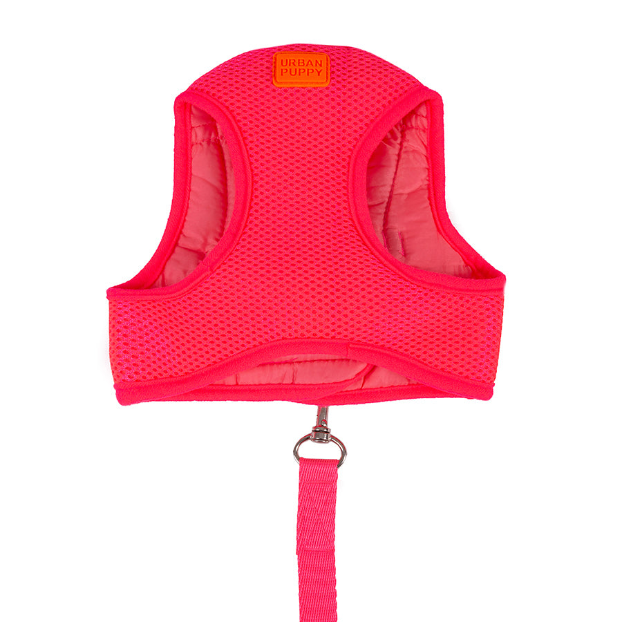 Peitoral Para Cães Urban Puppy Colete Aerado c/ Guia Microfibra Tamanho M - Pink Fluor