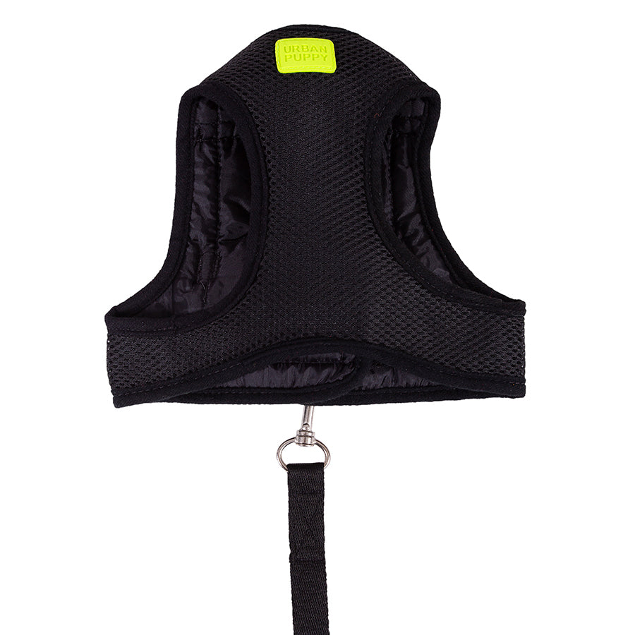 Peitoral Para Cães Urban Puppy Colete Aerado c/ Guia Microfibra GG - Preto