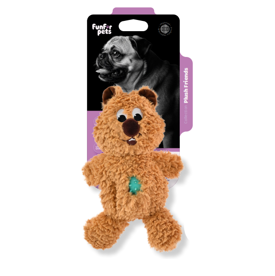 Funforpets Plush Sound Heart - Pelúcia Antiestresse com Bola Texturizada