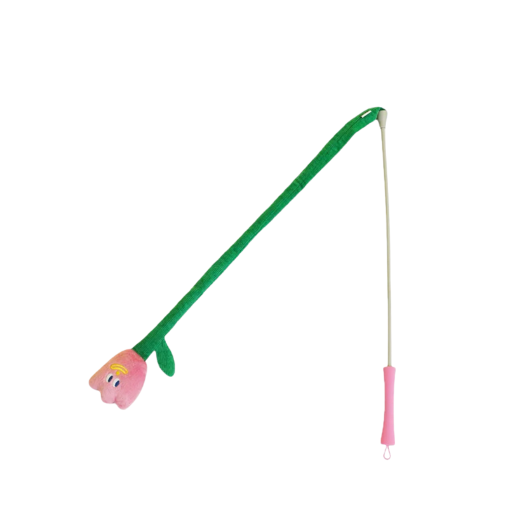 Varinha Com Pelúcia Flor e Alça de Silicone - Brinquedo Para Gatos Zeze