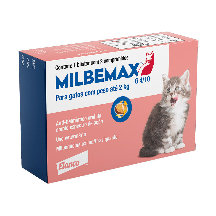 Vermífugo Milbemax para Gatos 4/10mg (2kg)