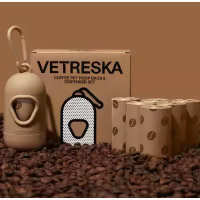 Vetreska Pet Coffee (1 Dispenser + 7 Rolos) - Conjunto de Sacos Cata Caca