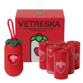 Vetreska Pet Strawberry (1 Dispenser + 7 Rolos) - Conjunto de Sacos Cata Caca