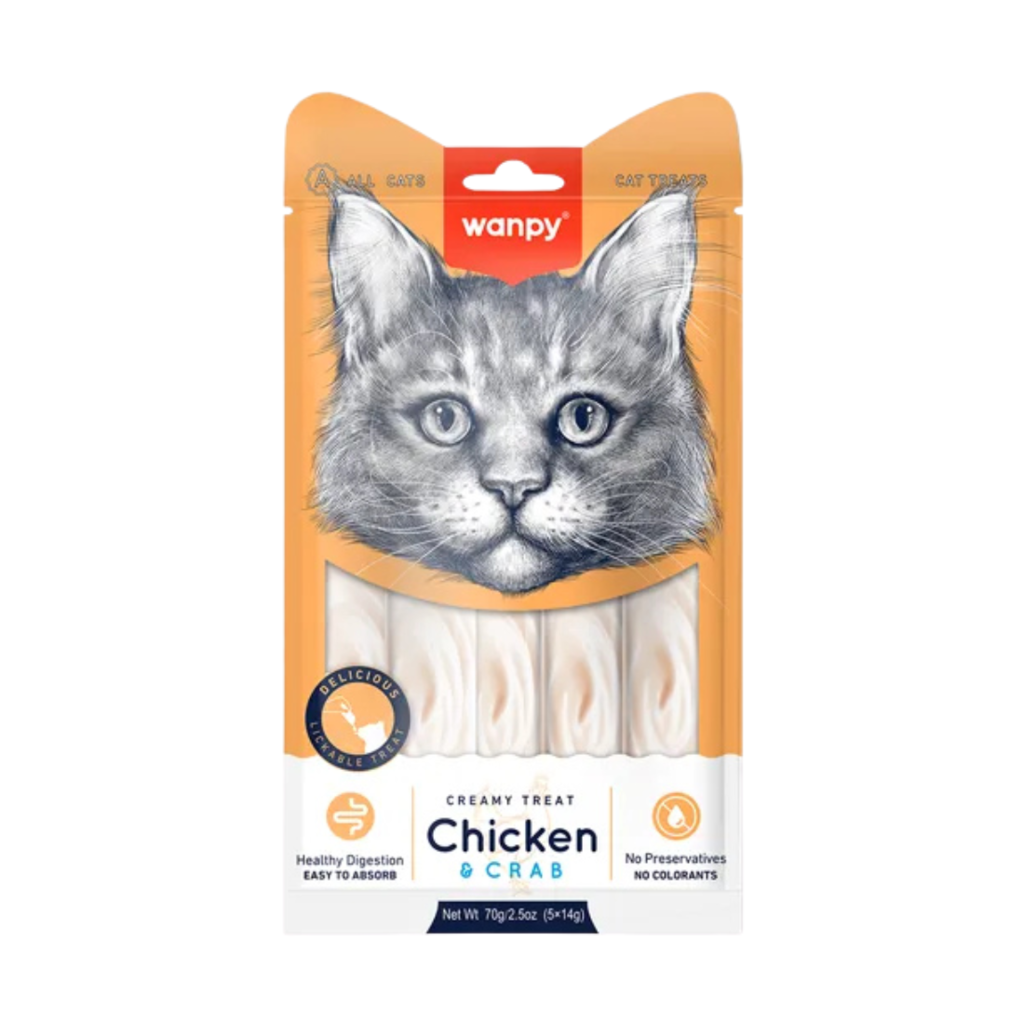 Wanpy Creamy Gatos Sabor Frango e Caranguejo 70g