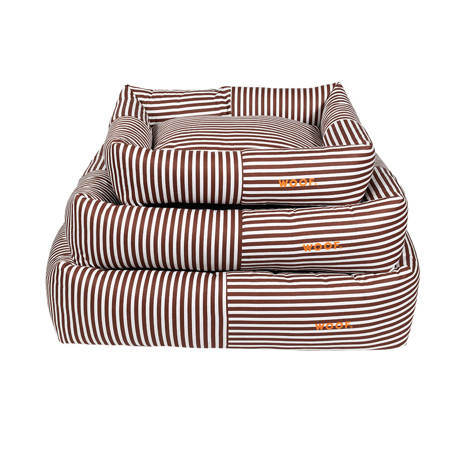 Cama Retangular Básica Listrado Marrom Woof