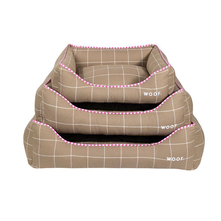 Cama Retangular Confort Xadrez Caqui Woof
