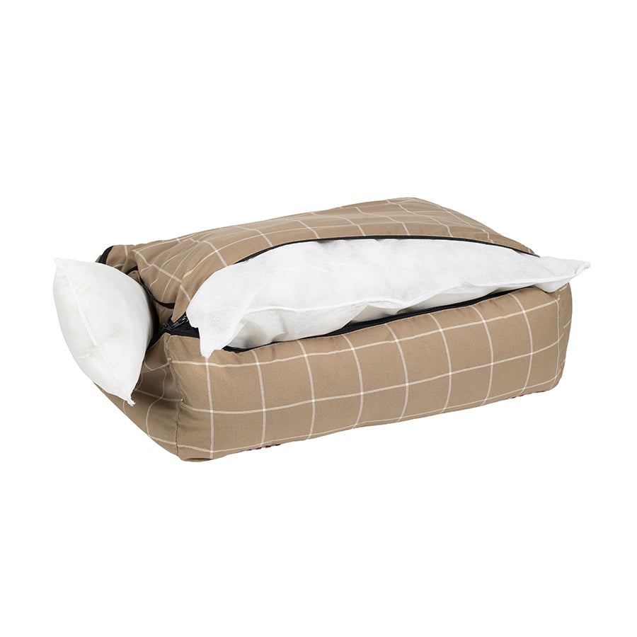 Cama Retangular Confort Xadrez Caqui Woof