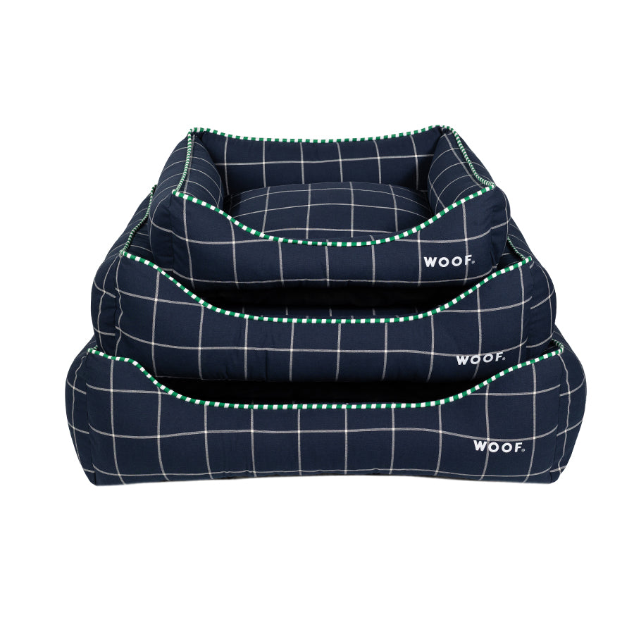 Cama Retangular Confort Xadrez Marinho Woof