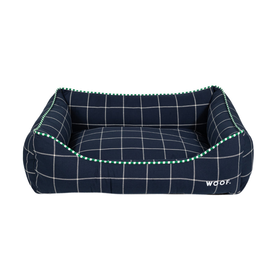 Cama Retangular Confort Xadrez Marinho Woof
