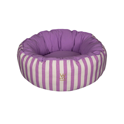 Cama Fofinha Woof Classic Redonda Listrada Para Cães e Gatos