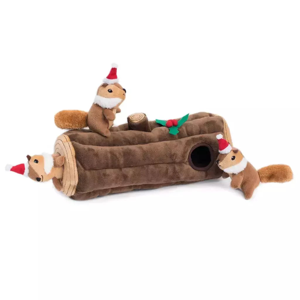 Zippy Paws Burrow Holiday Yule Log Tronco de Natal