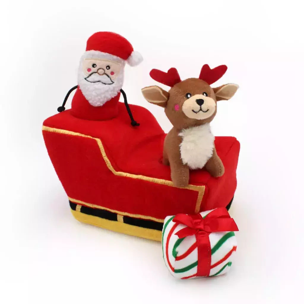 Zippy Paws Burrow Holiday Santa’s Sleigh Trenó do Papai Noel